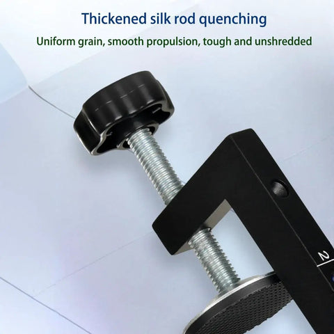 Heavy Duty Stainless Steel Desk C Clamp With A Roomy Wide Throat And Smooth Fine Tune Knob adjusting project material securely.
