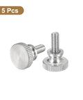 M4x8mm Knurled Thumb Screws 5 Pieces Stainless Steel 304 with flat knurled head, ideal for DIY projects and electronics indoors