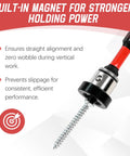 Heavy Duty Premium Top Tier Magnetic Drywall Screw Setter Bits With Adjustable Depth Stop, showcasing built-in magnet for strong grip.
