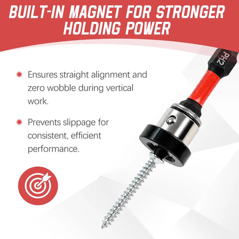 Heavy Duty Premium Top Tier Magnetic Drywall Screw Setter Bits With Adjustable Depth Stop, showcasing built-in magnet for strong grip.