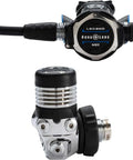 Pro Grade Cold Water Ready Dive Regulator With Master Breathing System Venturi Inhalation Adjustment Reduces Fatigue And Improves Gas Efficiency For Scuba Diving Regulator With Comfobite Mouthpiece And DIN Connector showing first and second stage