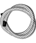 White and black Replacement Steam Hose For Garment Steamer Flexible High Temperature Resistant Tube coiled on white background