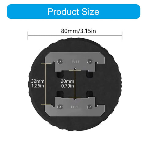 Product size dimensions of 360 Degree High Temperature Rotatable Chip Fixture For Mobile Motherboards Repair Steel Clamp shown