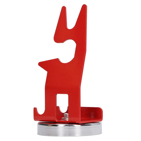 Solid Welding Torch Holder With Super Strong Magnetic Base Keeps Your MIG Tool Safe And Secure On Steel Workbenches, Prevents Slipping, Rust Proof And Multi Functional For Any Heavy Duty Shop Job, red metal design