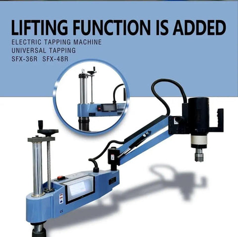 Top Shelf Electric Flexible Arm Tapping Machine Effortlessly Threads M12 Through M48 Fasteners In A Flash Powered By A Beast Mode 1200W Motor for drilling.