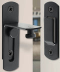 Two Pack Beefy Stainless Steel Barn Door Lock Set With 90 Degree Latch And Catches For Sliding Bathroom Doors Black Finish