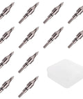 12 Pack 100 Grain Archery Arrow Field Points Screw In Tips with storage box for recurve bow, compound bow, crossbow bolts target practice.