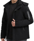 Person wearing a Heated Ski Jacket With 4D Smart Heating Windproof Waterproof Shell Graphene Lined Insulated Coat