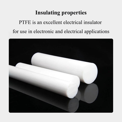 Round PTFE Rod 500mm Long, 16mm Diameter Plastic Bar For Electronics And Mechanical Engineering on black background