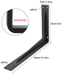 Heavy Duty L Brackets For Countertops 16x10x2 In Solid 5mm Thick Shelf Brackets With Hardware Included Matte Black close-up