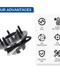 Pair Front Wheel Hub And Bearing Assembly 515010 For 1997 Through 2000 Ford F-150 4WD with Four Wheel ABS Replacement