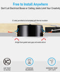 Diagram showcasing 6 Inch Gimbal LED Recessed Downlight No Brainer Dimmable 5CCT, junction box, airtight design features.