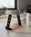 Straight Up Solid Coffee Stand And Dripper Holder Built With Heavy Duty Carbon Steel And Wooden Pedestal Base, kitchen setup.