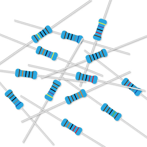 Assorted resistors from Metal Film Resistor Kit With 600 Pieces 30 Values From 1 Ohm To 1 Megaohm 1 Percent Tolerance 0.5W Assorted Resistors In Lattice Box