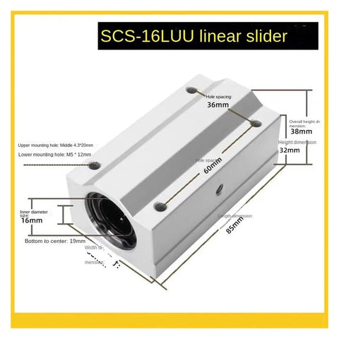 Kick Ass Linear Motion Bearing Block Two Pack Fits 8Mm And 12Mm Shafts For Cnc Routers And 3D Printers detailed dimensions view.