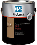 Heavy Duty Premium Solid Wood Stain Exterior Deck Finish Matte Sheen Acrylic Oil Formula in one gallon container.