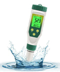 5 In 1 Water Tester With LCD Backlit for pH TDS EC Salt and Temperature Readings, digital meter splashing into water