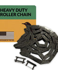 Pgn C2080H Heavy Duty Single Strand Roller Chain 10 Foot Length With Connecting Links For Industrial Conveyor Systems Carbon Steel Construction