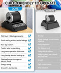 Comparison chart of Totally Complete Gemstone Tumbler Kit and other model, highlighting capacity, sealing, belts, and energy saving.