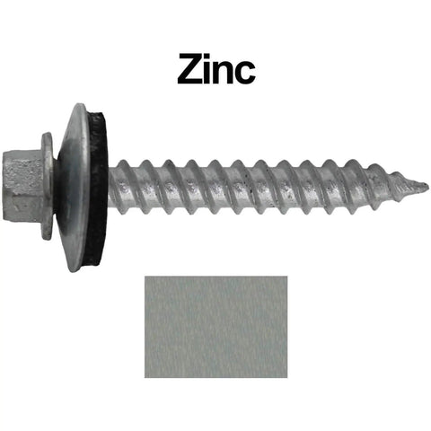 12 X 1.5 Inch Zinc Hex ReGrip Sheet Metal Roof Screw with Five Eighth Inch EPDM Washer, sharp point for roofing and siding