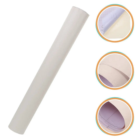 Super Easy Peel And Stick Wallpaper Roll In Warm Beige Thickened Waterproof PVC Wall Covering showing details of adhesive backing.