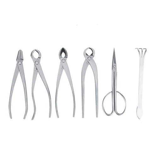 Garden Cutting Tools Set 6 Piece Stainless Steel Bud Scissors And Wire Pliers With Storage Bag For Bonsai Fruit Tree Pruning Leaf Trimming And Garden Maintenance, six tools
