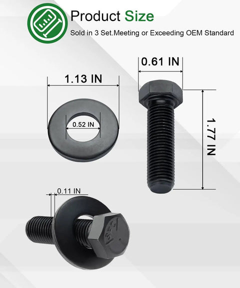 Three Pack Blade Bolt And Washer Kit OEM Replacement For Toro Exmark TimeMaster Recycler Mowers, Includes 26-0671 And 3290-465 Fasteners, Black Oxide Steel, Fits 30-Inch TimeMaster, Recycler, Quest Zero-Turn, And Commercial 30 Walk-Behind Series, 3-set hardware