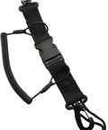Anti Lost Scuba Diving Camera Lanyard with Spring Coil Rope Quick Release Buckle and Clips in black for underwater gear safety