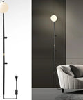 Plug In Wall Sconce With Globe Shade, Modern Indoor LED Wall Lamp for Bedroom, living room, hallway and study, 36.2 inches tall