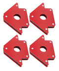 Heavy Duty Welding Magnet Set With 4 Pieces Of Angled Holders offering multi position support, red carbon steel, 45 90 135 degrees.