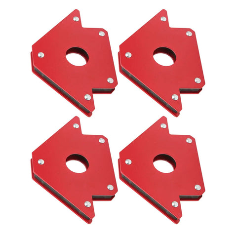 Heavy Duty Welding Magnet Set With 4 Pieces Of Angled Holders offering multi position support, red carbon steel, 45 90 135 degrees.