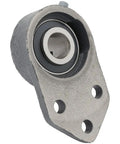 Close-up of Two Pack Flange Mount Ball Bearing Unit UC204 12 with cast iron housing FB204, three-quarter inch bore, three bolt design.