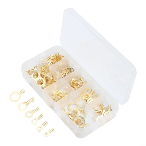 Top Grade 150 Pcs Brass Ring Cable Lug Terminal Kit With M3 To M10 Sizes For Solid Bare Copper Wire Crimping And Easy Home Auto Wiring Projects Inside Neat Clear Storage Box brass ring terminals in case