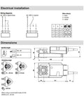 Electrical installation and dimensions diagram for Professional HVAC Damper Actuator 16Nm 230V AC Fast Open Close Motor for duct ventilation