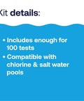 Nail Flawless Pool Chemistry In A Snap With This Six Way Swimming Pool Water Test Kit detailed info for 100 tests, chlorine and salt compatibility.