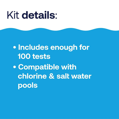 Nail Flawless Pool Chemistry In A Snap With This Six Way Swimming Pool Water Test Kit detailed info for 100 tests, chlorine and salt compatibility.