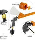 Pro Grade Electrostatic Powder Coating System with spray gun, pressure reducer, water vapor separator, scatter tip, trigger detail
