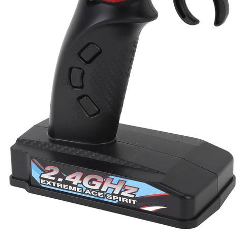 Next Level 7 Channel Rc Car Receiver Kit With Brushless Motor Esc And Servo Remote Control for Rad Handling Q130 C8805 C8803 showing the grip and buttons.