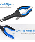 Foldable reacher grabber set with anti-slip jaw for picking small objects, featuring magnetic grip and durable design.