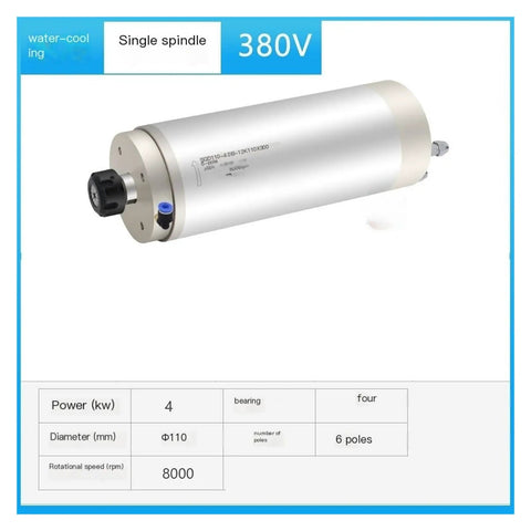 Hardcore 4.0KW Water Cooled Electric Spindle Motor For CNC Machine Tools With High Speed 110mm Diameter 380V Power, silver body