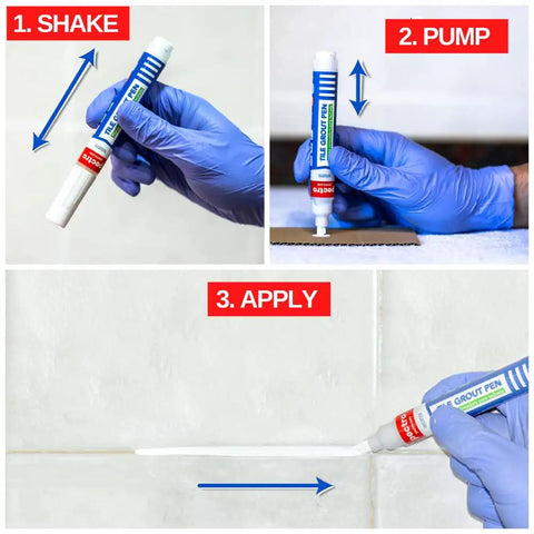 Grout Pen White 2 Pack With 4 Extra Nibs Waterproof Grout Whitener And Paint For Bathroom And Kitchen Easy To Apply in use