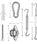 316 Marine Stainless Steel Shade Sail Hardware Kit, 6 Inch Grommets And Connectors For Rectangle Shade Sail Install