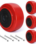 4 Inch Industrial Casters Set Of 4 With Polyurethane On Polyolefin Core Wheels And Double Roller Bearings shown with hardware