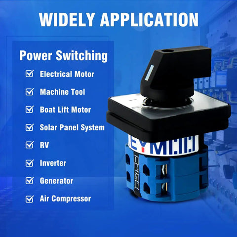 Heavy Duty 20A Rotary Changeover Switch 660V With 4 Positions 2 Poles 8 Terminals Universal Selector Switch With Blue Fork Terminals