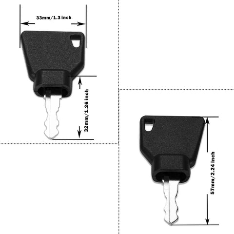 10 Pack Ignition Starter Keys For Heavy Equipment Pros Durable High Precision Cut Keys with dimensions shown
