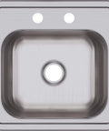 Single Bowl Top Mount Stainless Steel Bar Sink D115152 15x15 With 2 Inch Drain Hole Drop-In Design, overhead view