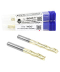 Beast And Hog Roughing Router Bit Combo Set With Quarter Inch Shank shown with two carbide bits for CNC woodworking.