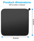 Sliding Mat For Espresso Machines With Hanging Strap, Anti Slip Base And Easy Clean Surface, 12.4x12.4 inch dimensions shown