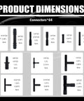 Ultimate Silicone Vacuum Hose Kit For Auto Projects Six Piece Five Foot Set With Six Inner Diameters image showing connectors dimensions