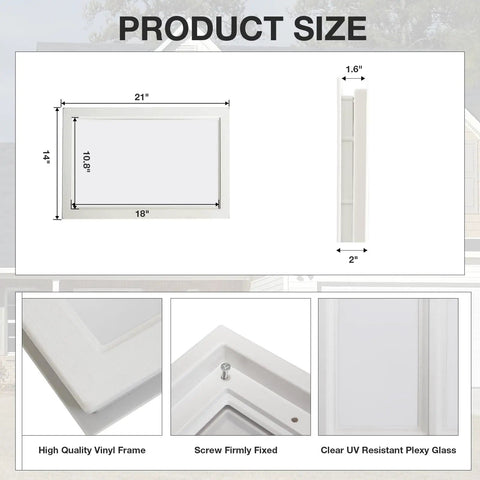 Four Pack Vinyl Garage Door Window Inserts Kit With UV Resistant Resin Glass For Exterior Doors Clear Design Easy Install
